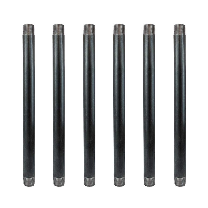 GeilSpace 6 Pack 1/2" Ã— 12" Heavy Duty Pre-Cut Grey Metal Pipe, Industrial Steel Fits Standard Half Inch Threaded Pipes and Fittings - Vintage DIY Industrial Shelving (1/2" Ã— 12", Grey) - Image 1